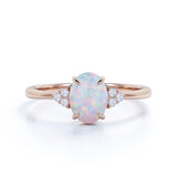 Cluster 1.10 Ct Oval Cut Lab Created Opal Engagement Ring