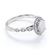 1.75 Ct Oval Cut Lab Created Opal Vintage Engagement Ring