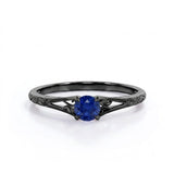 Solitaire 0.50 Ct Round Lab Sapphire Engagement Ring