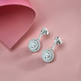 1 Carat Lab Diamond Halo Drop Earrings