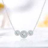 Lab Diamond Round Cut Trio Halo Necklace
