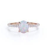 Solitaire 1.5 Ct Oval Cut Lab Created Opal Engagement Ring
