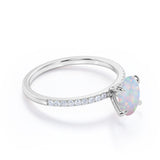 Solitaire 1.5 Ct Oval Cut Lab Created Opal Engagement Ring