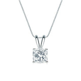 Certified Lovely 1 Carat Cushion Cut Moissanite Pendant Necklace In 18K White Gold Plating Over Silver