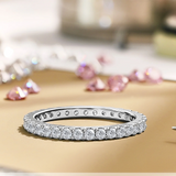 Lab Grown Diamond Eternity Ring - Timeless Promise Gift for Women - in 18K White Gold Plating Wedding Rings
