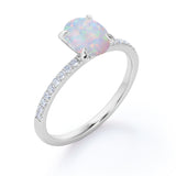 Solitaire 1.5 Ct Oval Cut Lab Created Opal Engagement Ring