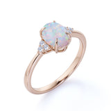 Cluster 1.10 Ct Oval Cut Lab Created Opal Engagement Ring