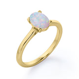 1 Ct Oval Cut Lab Created Opal Solitaire Engagement Ring