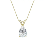 Certified Captivating 1 Carat Teardrop Moissanite Pendant Necklace In 18K White Gold Plating Over Silver
