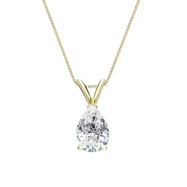 Certified Captivating 1 Carat Teardrop Moissanite Pendant Necklace In 18K White Gold Plating Over Silver