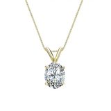 Certified Enchanting 1 Carat Oval Shaped Moissanite Pendant Necklace In 18K White Gold Plating Over Silver
