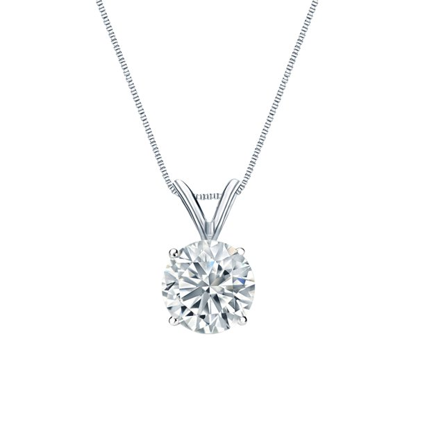 Certified - 1 Carat Round Cut Moissanite Brilliant Pendant Necklace - 18K Rose Gold Plating Over Silver