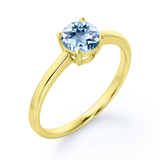 Minimal Solitaire 1 Carat Round Cut Genuine Sky Blue Aquamarine Engagement Ring for Her
