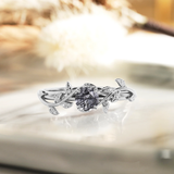 1 Ct Round Black Rutilated Quartz Vine Engagement Ring