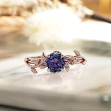 1 Ct Round Lab Alexandrite Vine Engagement Ring