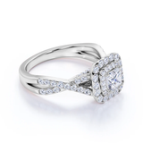 1 Ct Princess Moissanite Double Halo Engagement Ring