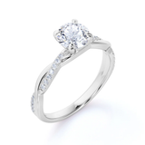 1.25 Ct Round Moissanite Twisted Engagement Ring