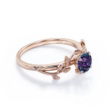 1 Ct Round Lab Alexandrite Vine Engagement Ring