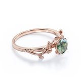 1 Ct Round Green Moss Agate Vine Engagement Ring