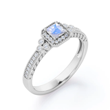 Vintage 1 .5 Ct Princess Cut Moonstone Engagement Ring