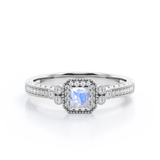 Vintage 1 .5 Ct Princess Cut Moonstone Engagement Ring