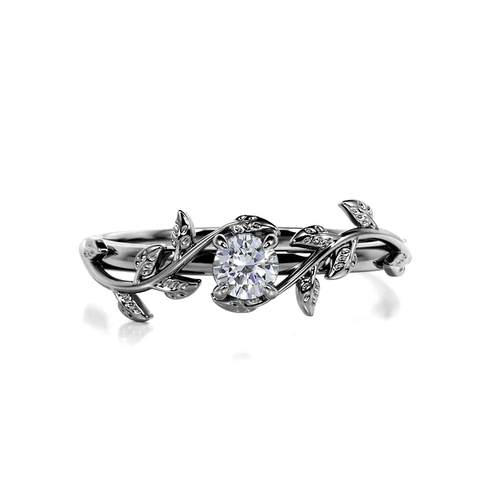 Nature Inspired 0.33 CT TDW Round Cut Diamond Solitaire Engagement Ring  for Her