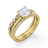 Artdeco  2 Carat Princess cut Moissanite Trio Wedding Bridal Ring Set in 18k White Gold Over Silver