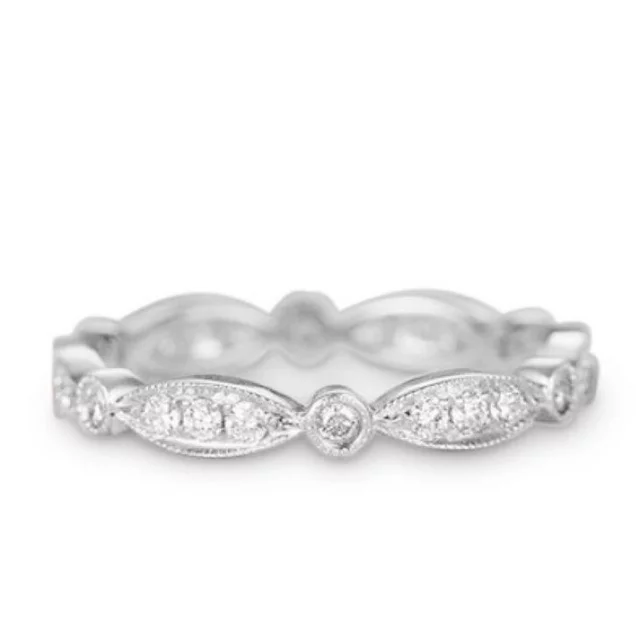 Antique art deco .50 carat Round cut Diamond Wedding Ring Band eternity ring in Rose Gold