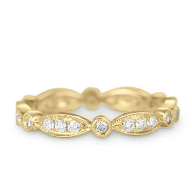 Antique art deco .50 carat Round cut Diamond Wedding Ring Band eternity ring in Rose Gold