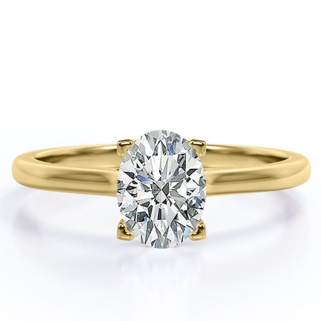 Certified Dainty 1 Carat Oval Cut Moissanite Solitaire Right Hand Ring In 18K Rose Gold Plating Over Silver