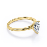 Classic 1 Carat Pear Cut Moissanite Solitaire Engagement Ring