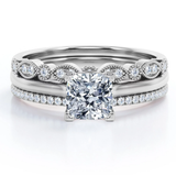 Art Deco 2 Carat Cushion Cut Moissanite Trio Set