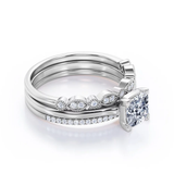 Art Deco 2 Carat Cushion Cut Moissanite Trio Set