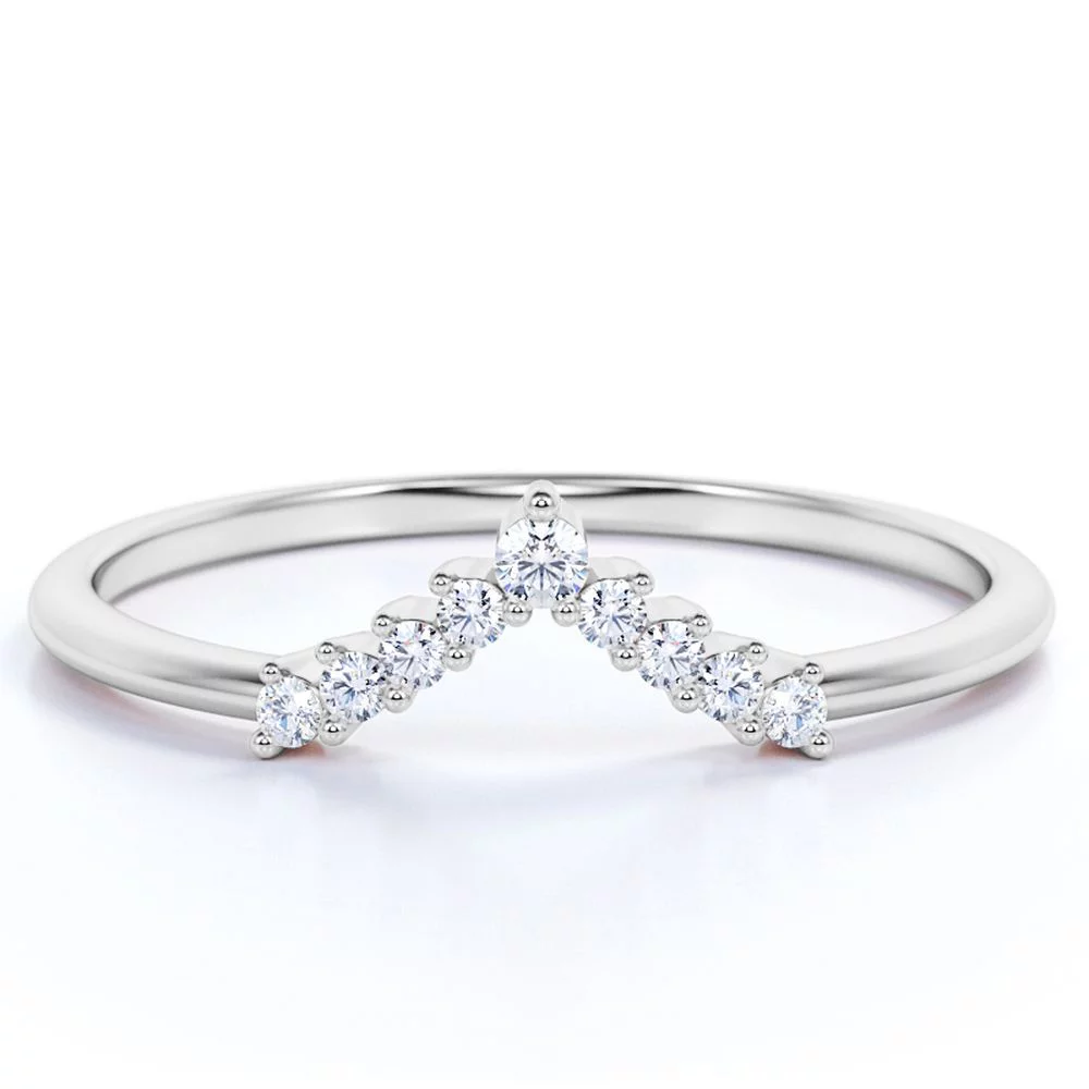 Chevron 0.25 Carat Curved Wedding Ring Band