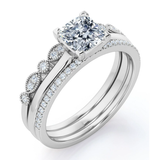 Art Deco 2 Carat Cushion Cut Moissanite Trio Set