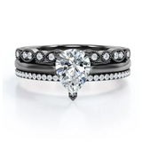 Art Deco 2 Carat Pear Cut Moissanite Pave Trio Set