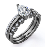 Art Deco 2 Carat Pear Cut Moissanite Pave Trio Set