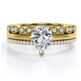 Art Deco 2 Carat Pear Cut Moissanite Pave Trio Set