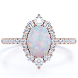 1.75 Ct Oval Cut Lab Created Opal Vintage Promise Ring