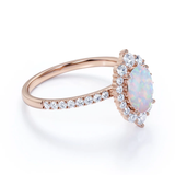 1.75 Ct Oval Cut Lab Created Opal Vintage Promise Ring