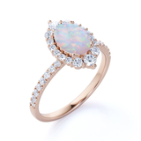 1.75 Ct Oval Cut Lab Created Opal Vintage Promise Ring