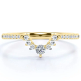 .25 carat Diamond Crown Matching Ring Band - Contour Stackable Ring - Elegant Wedding Band - 10K Rose Gold