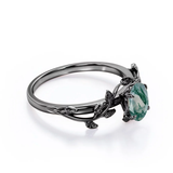 Prong 1.3 Carat Oval Cut Moss Agate Engagement Ring