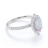 1.75 Ct Oval Cut Lab Created Opal Vintage Promise Ring