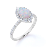 1.75 Ct Oval Cut Lab Created Opal Vintage Promise Ring