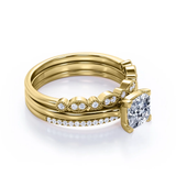 Art Deco 2 Carat Cushion Cut Moissanite Trio Set