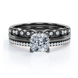 Art Deco 2 Carat Cushion Cut Moissanite Trio Set