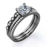 Art Deco 2 Carat Cushion Cut Moissanite Trio Set