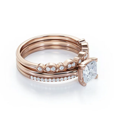 Art Deco 2 Carat Cushion Cut Moissanite Trio Set