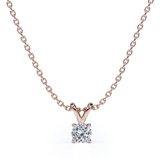 Solitaire 0.33 Carat Round Shape Diamond Pendant Necklace In 18K White Gold Plating Over Silver